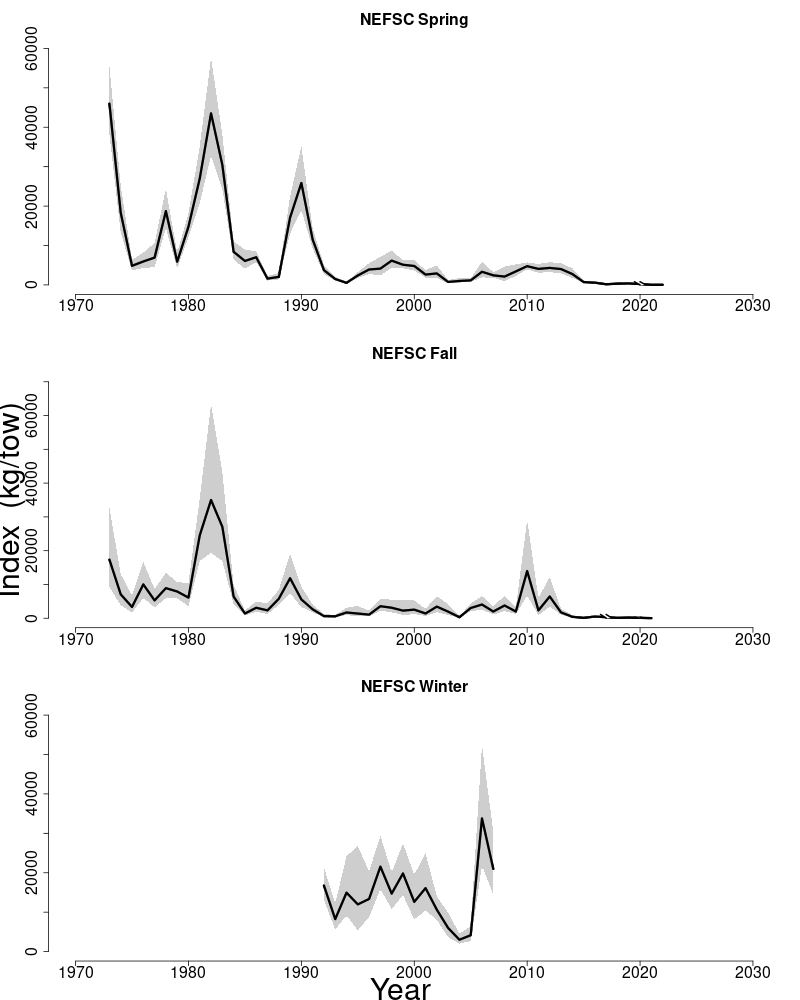 Abundance indices for Southern New England/Mid-Atlantic yellowtail flounder.