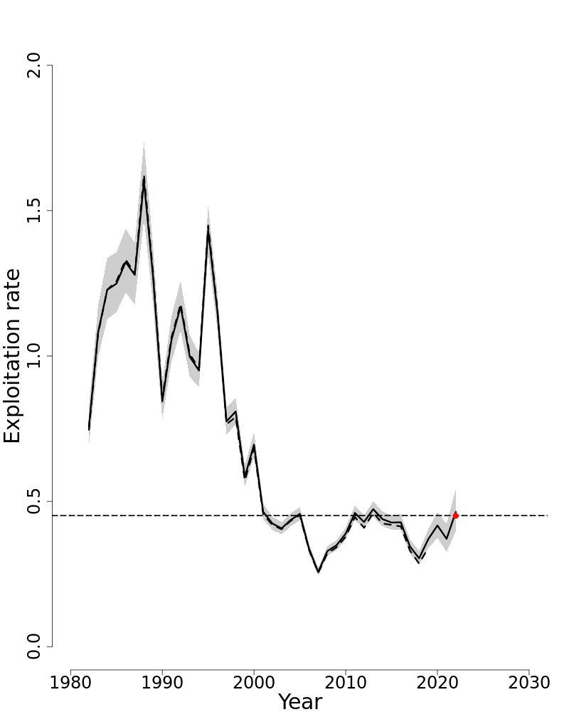 Fully selected fishing mortality trends over time for Summer flounder.